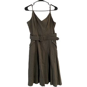 City Studio Sleeveless Dress with Belt Olive Green